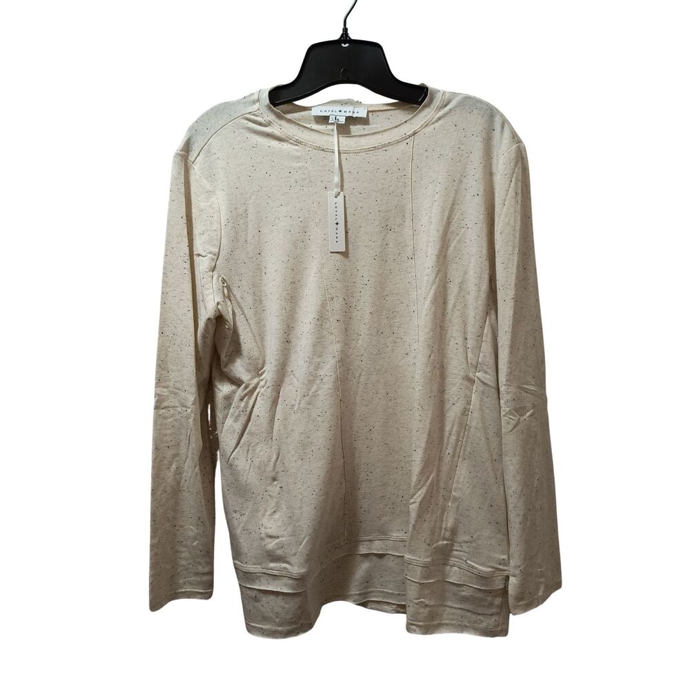 Loyal Hana Christy Maternity Nursing Top M Cream Speckled Knit Long Sleeve NWT